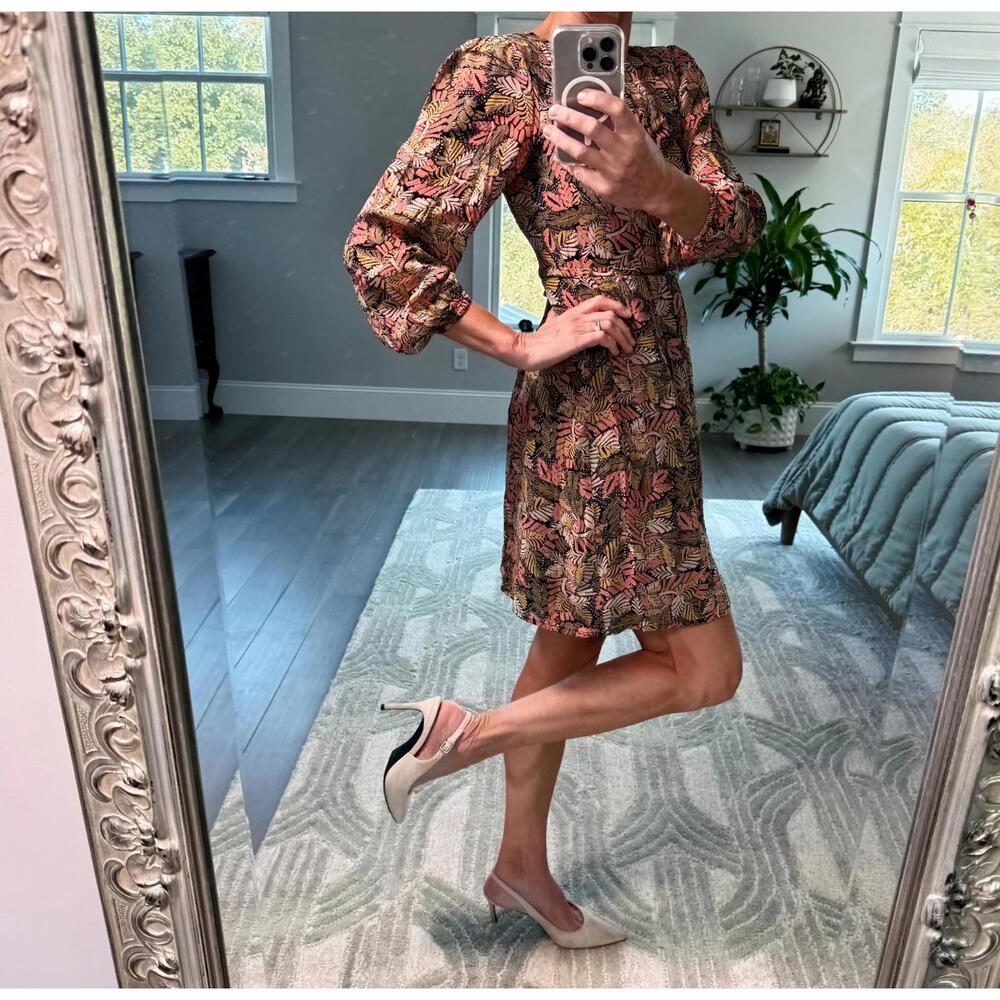 Part Two Copenhagen Long Sleeve Floral Fall Leaf Print Dress  Size XS